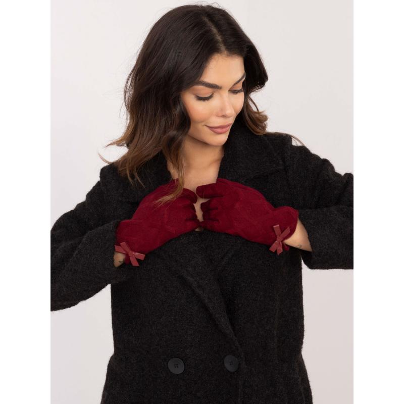 Bordó dámské dotykové rukavice