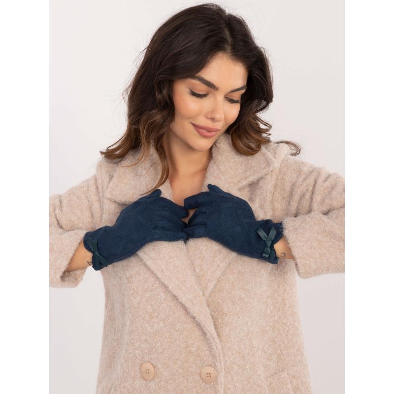 Női tengerészkék kötött kesztyű