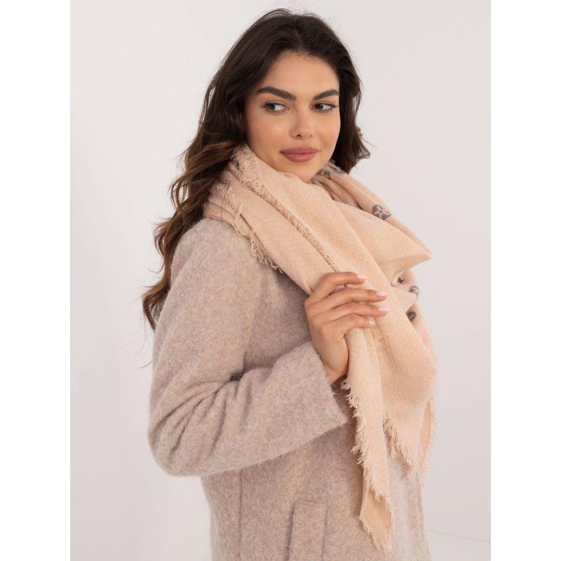 Světle broskvová dámská šála s potiskem