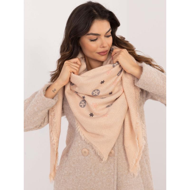 Světle broskvová dámská šála s potiskem