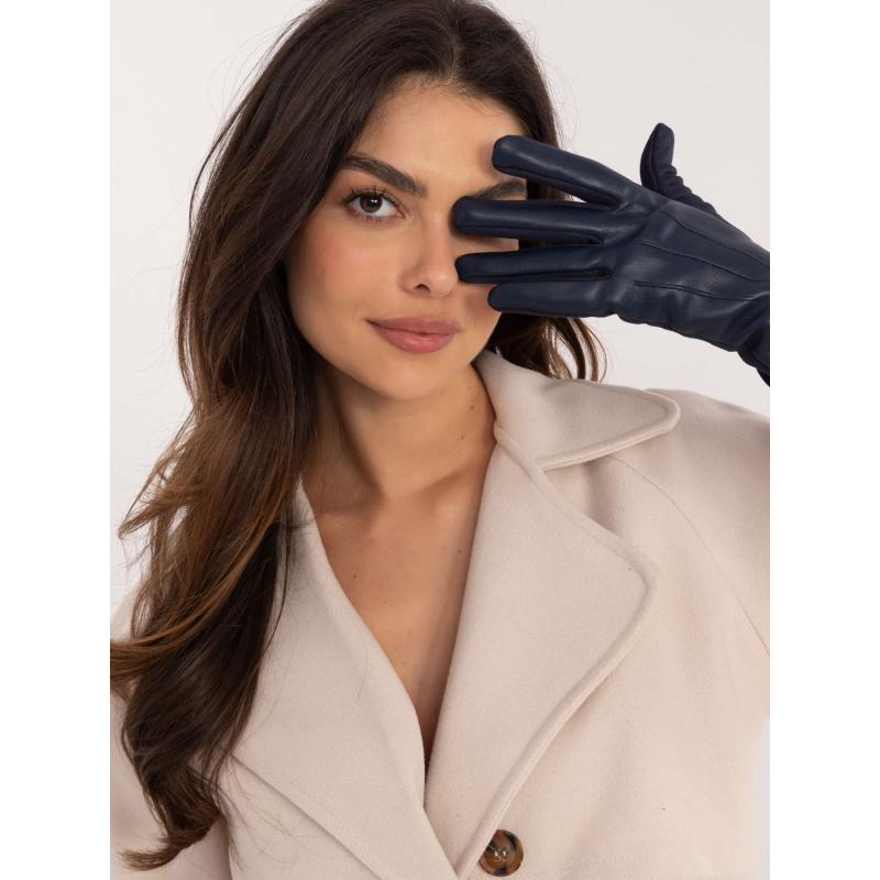 Tmavě modré dámské rukavice s ekokůží