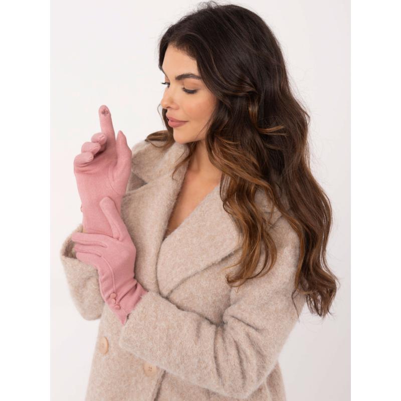 Női világos rózsaszín kötött kesztyű