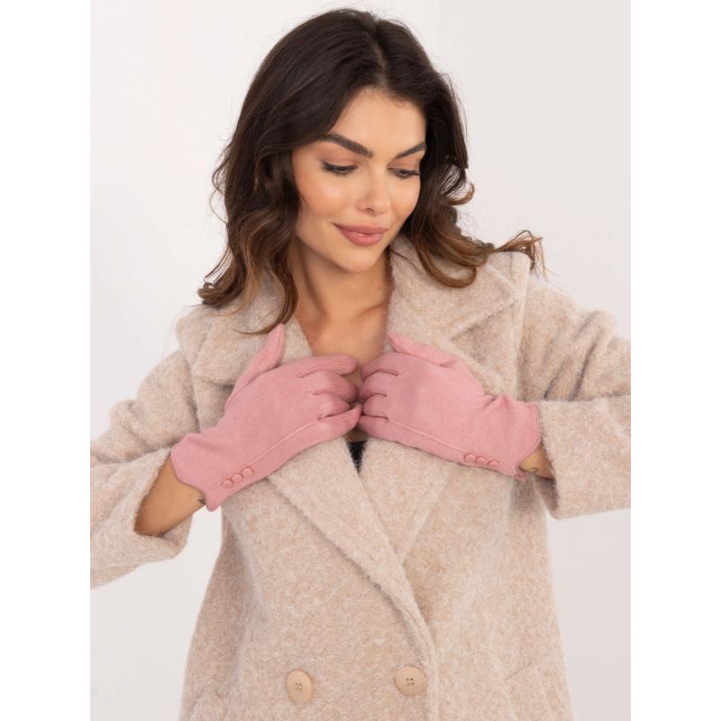 Női világos rózsaszín kötött kesztyű