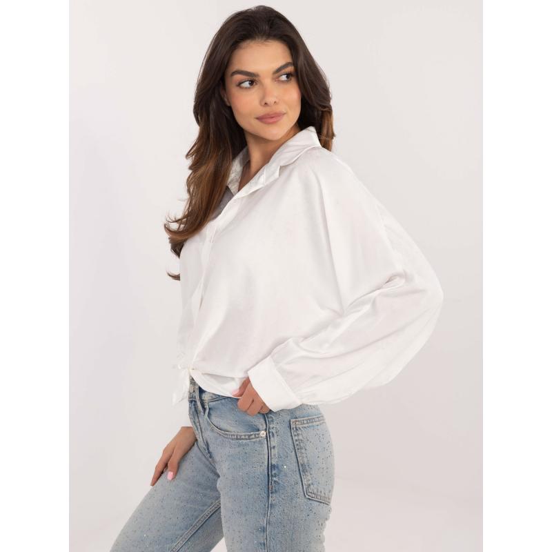Bílá oversize košile na knoflíky s vázáním