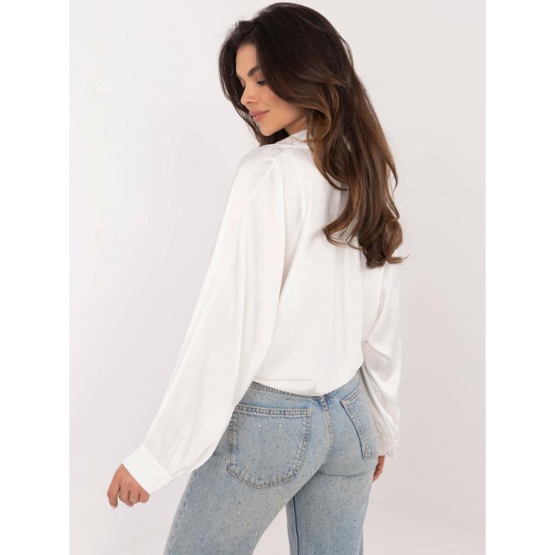 Bílá oversize košile na knoflíky s vázáním