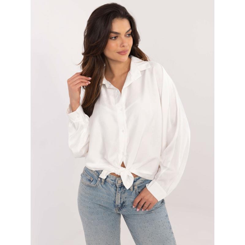 Bílá oversize košile na knoflíky s vázáním