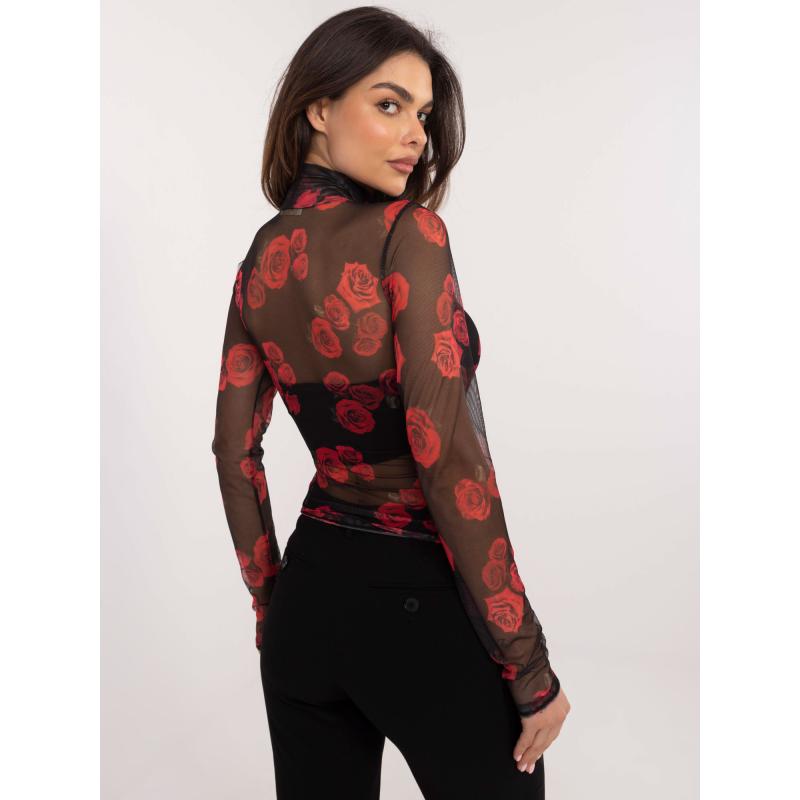 Bézs és fekete hálós virágos blúz