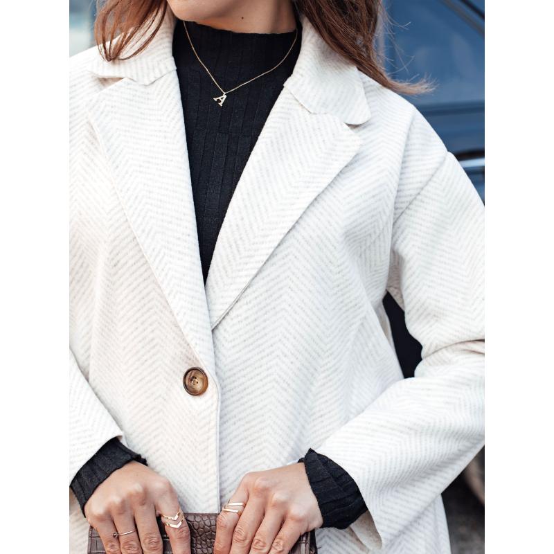Dámský oversize kabát ELEGANTWAY herringbone béžový