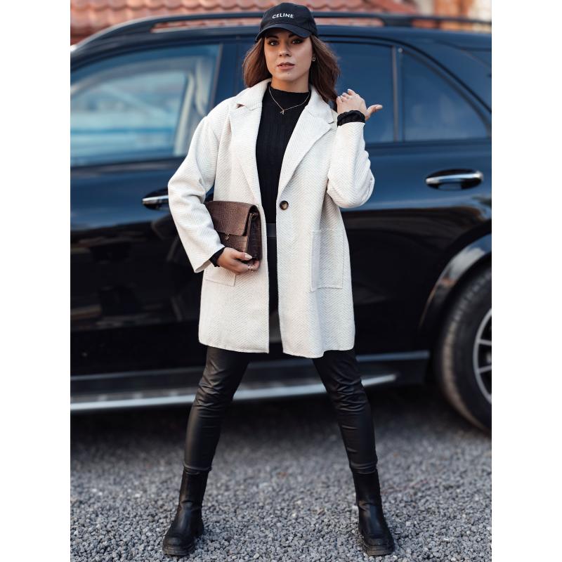 Dámský oversize kabát ELEGANTWAY herringbone béžový