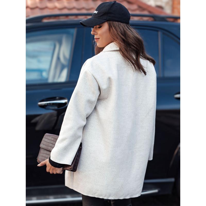Dámský oversize kabát ELEGANTWAY herringbone béžový