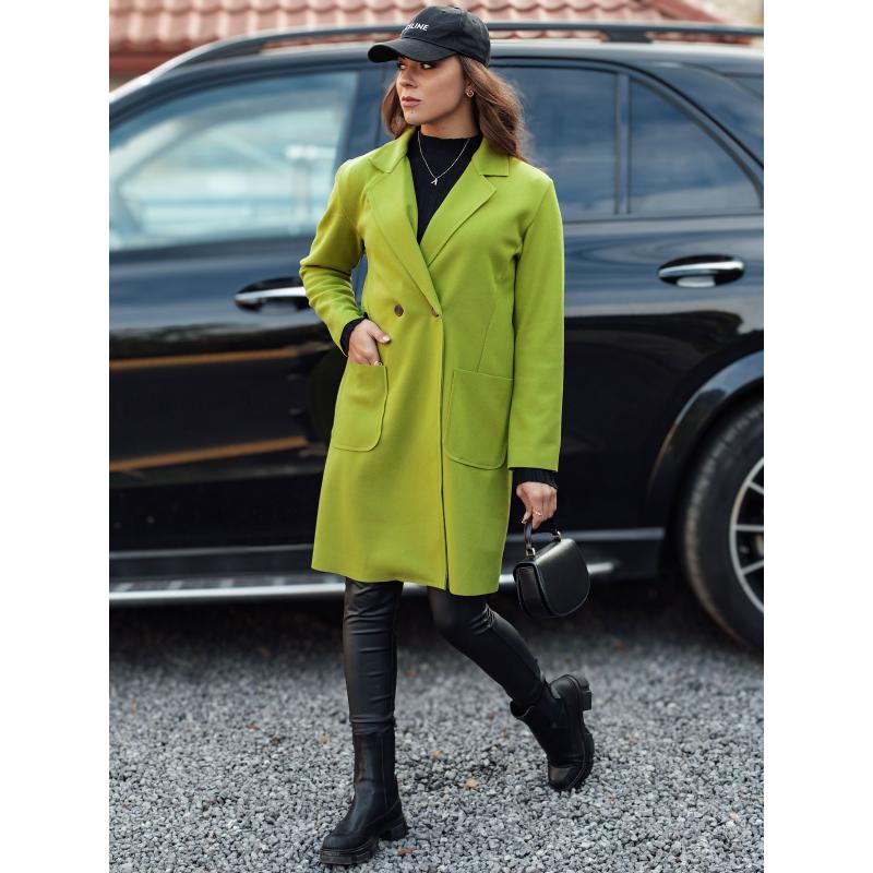 Dámský oversize kabát LINNORE dlouhý limetkově zelený