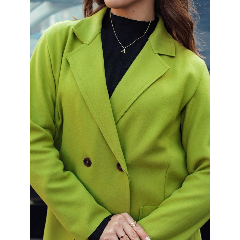 Dámský oversize kabát LINNORE dlouhý limetkově zelený