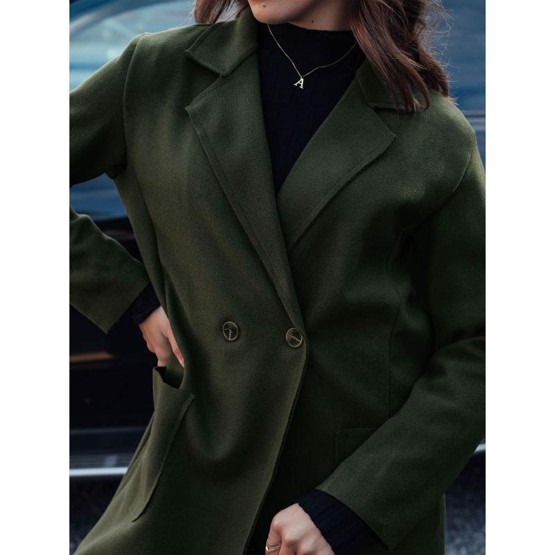 Dámský oversize kabát LINNORE dlouhý olivově zelený