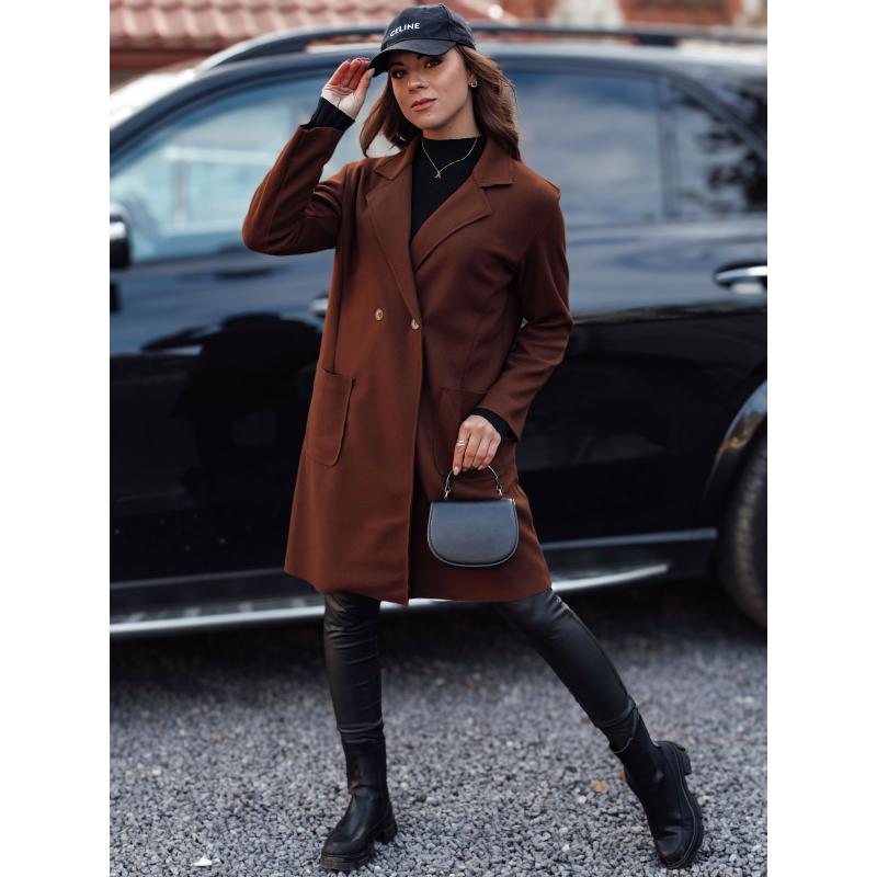 Dámský kabát nadměrné velikosti LINNORE long chocolate