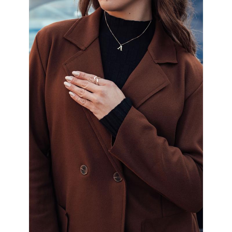 Dámský kabát nadměrné velikosti LINNORE long chocolate