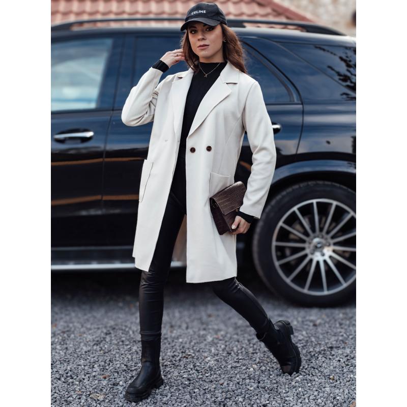 Dámský kabát nadměrné velikosti LINNORE dlouhý béžový