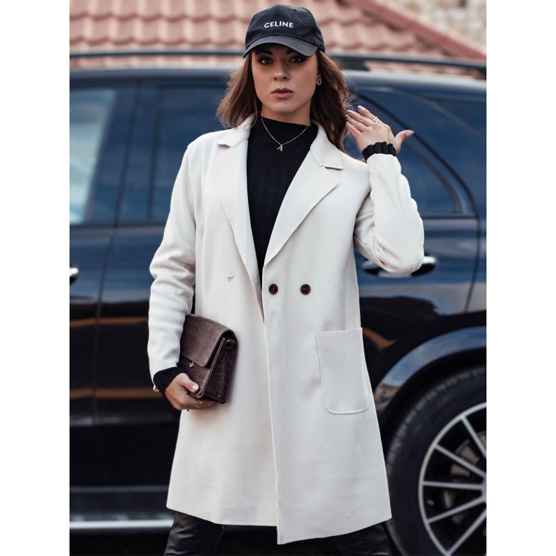 Dámský kabát nadměrné velikosti LINNORE dlouhý béžový