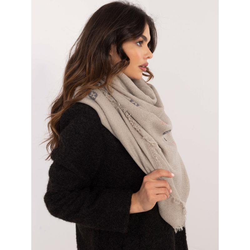 Šedá dámská šála s třásněmi