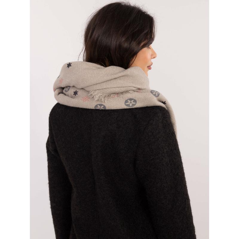 Šedá dámská šála s třásněmi