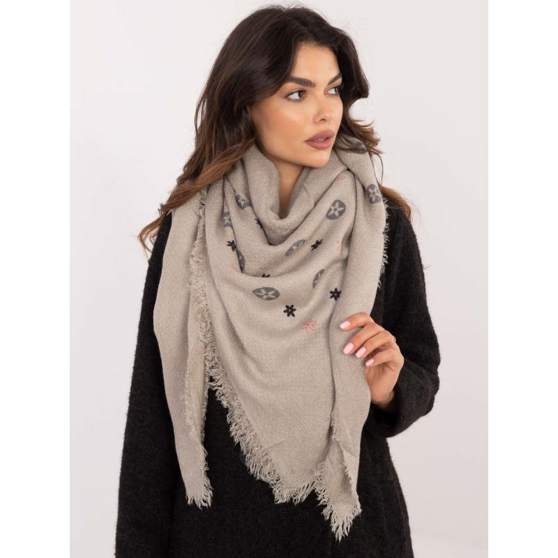 Šedá dámská šála s třásněmi