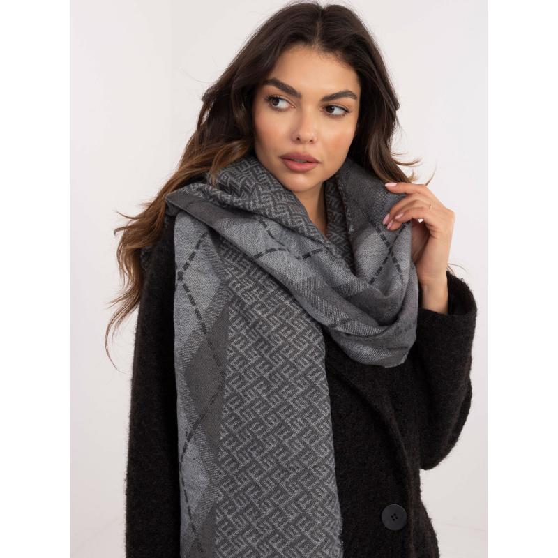 Tmavě šedá dámská šála s diamanty
