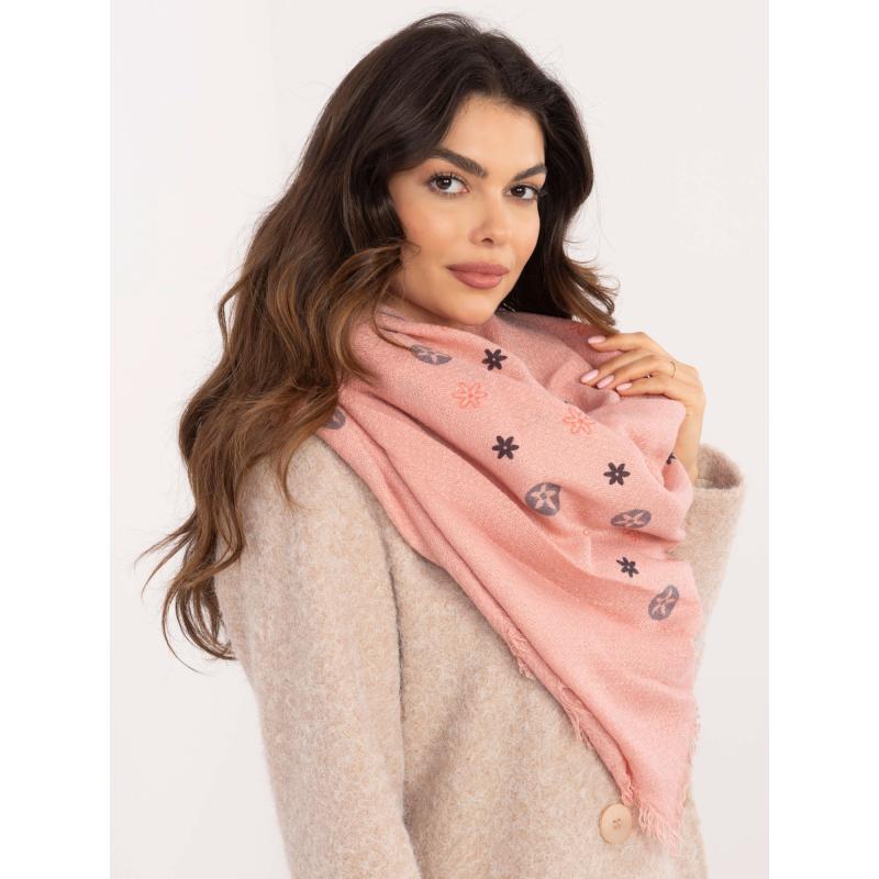 Růžová dámská šála s třásněmi