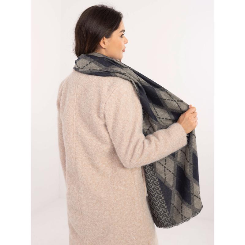 Námořnicko-béžová dámská šála s kosočtverci