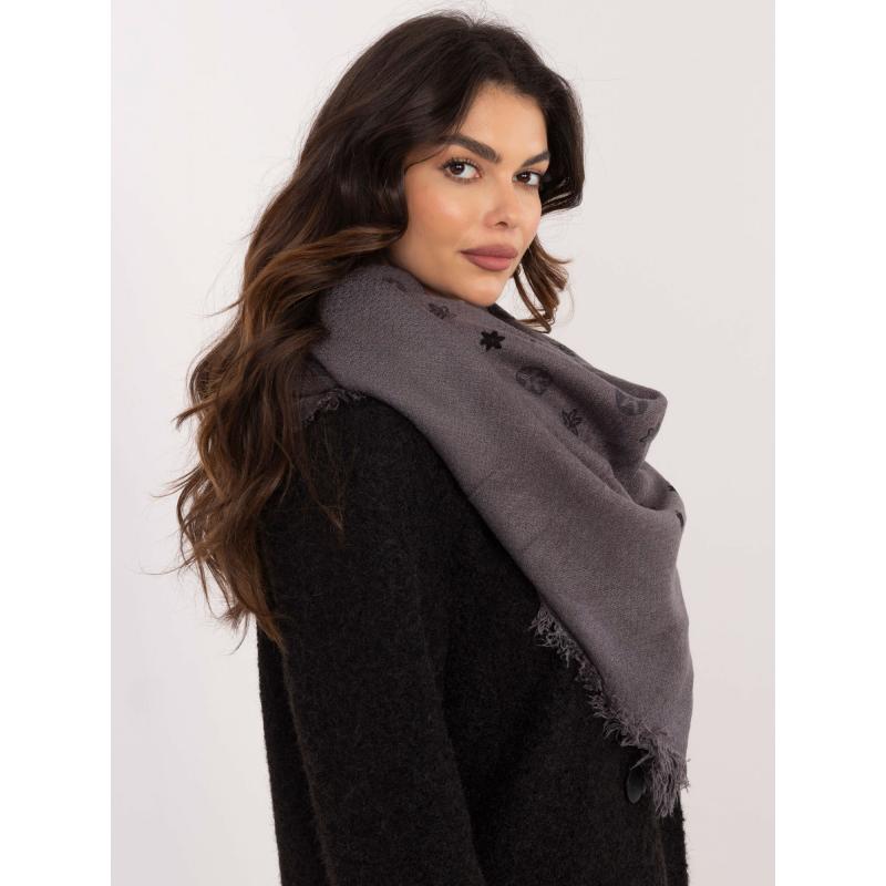 Tmavě šedá dámská šála s potiskem