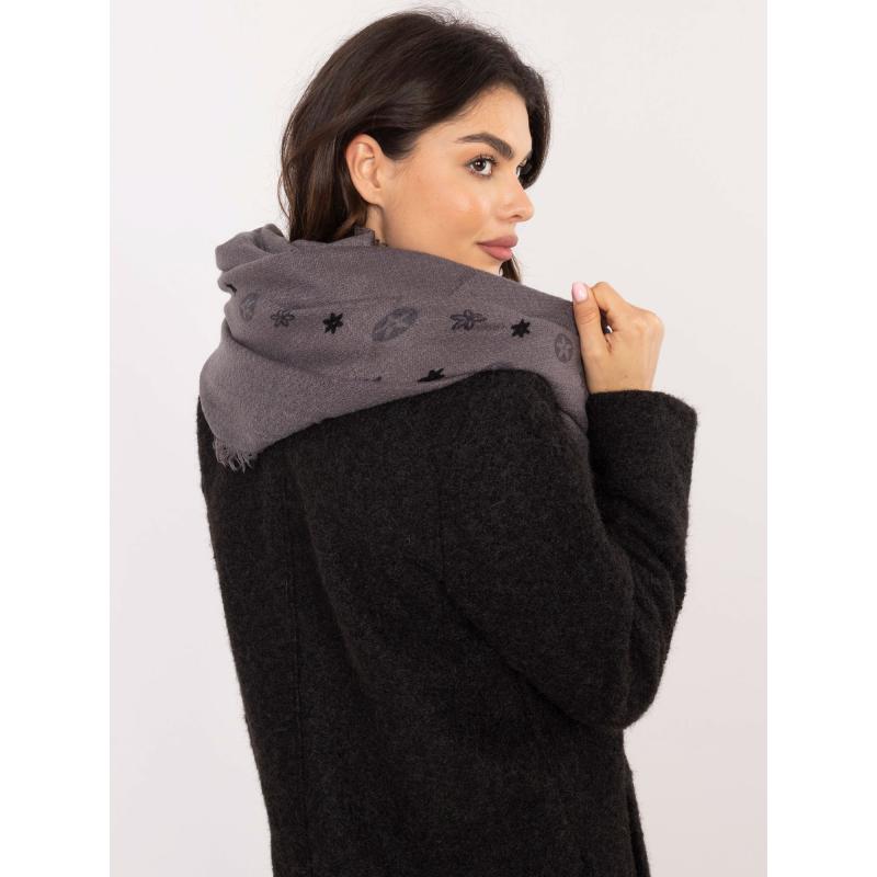 Tmavě šedá dámská šála s potiskem