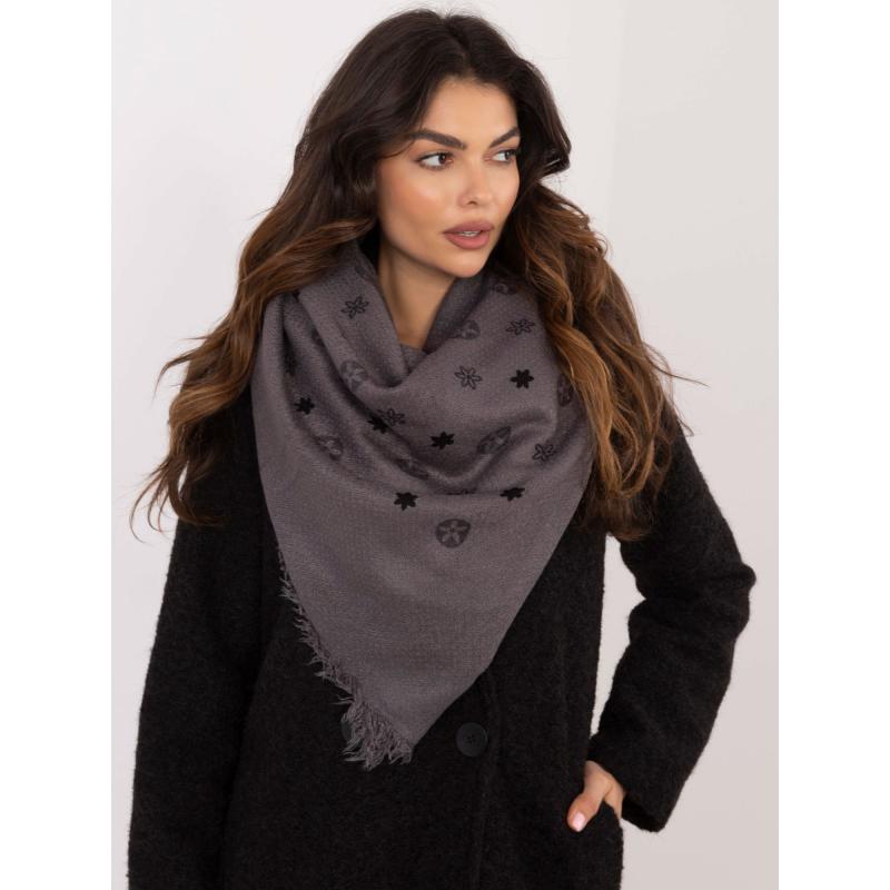 Tmavě šedá dámská šála s potiskem