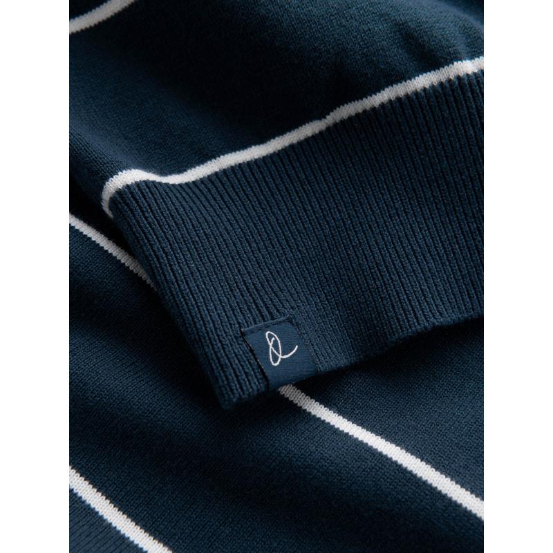 Pánský ležérní svetr s vodorovnými pruhy - tmavě modrý