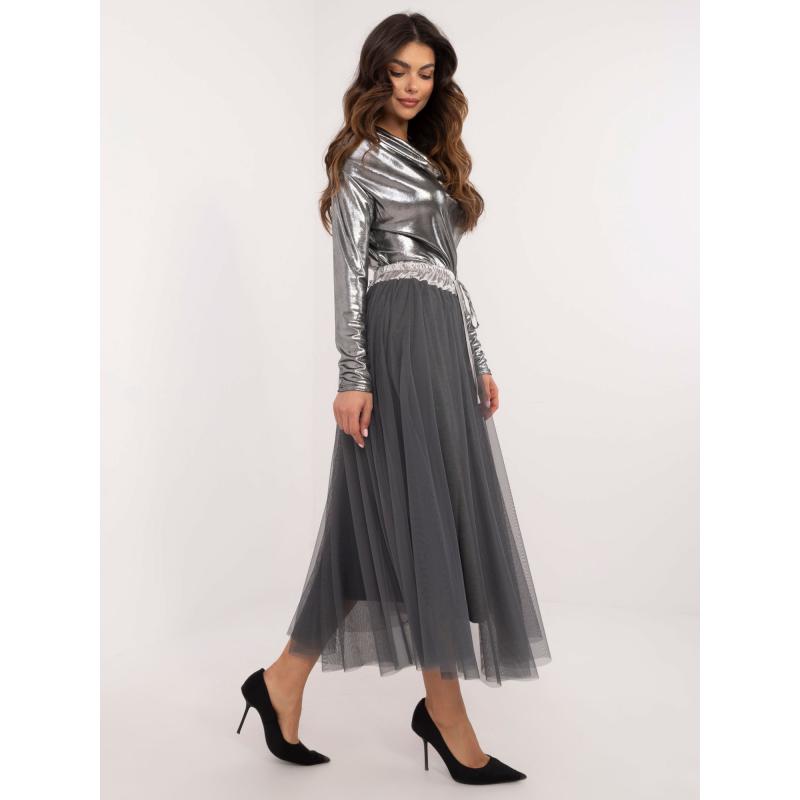 Šedá tylová sukně s podšívkou