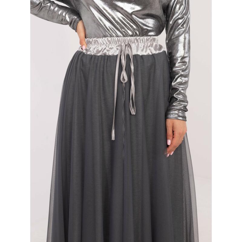 Šedá tylová sukně s podšívkou