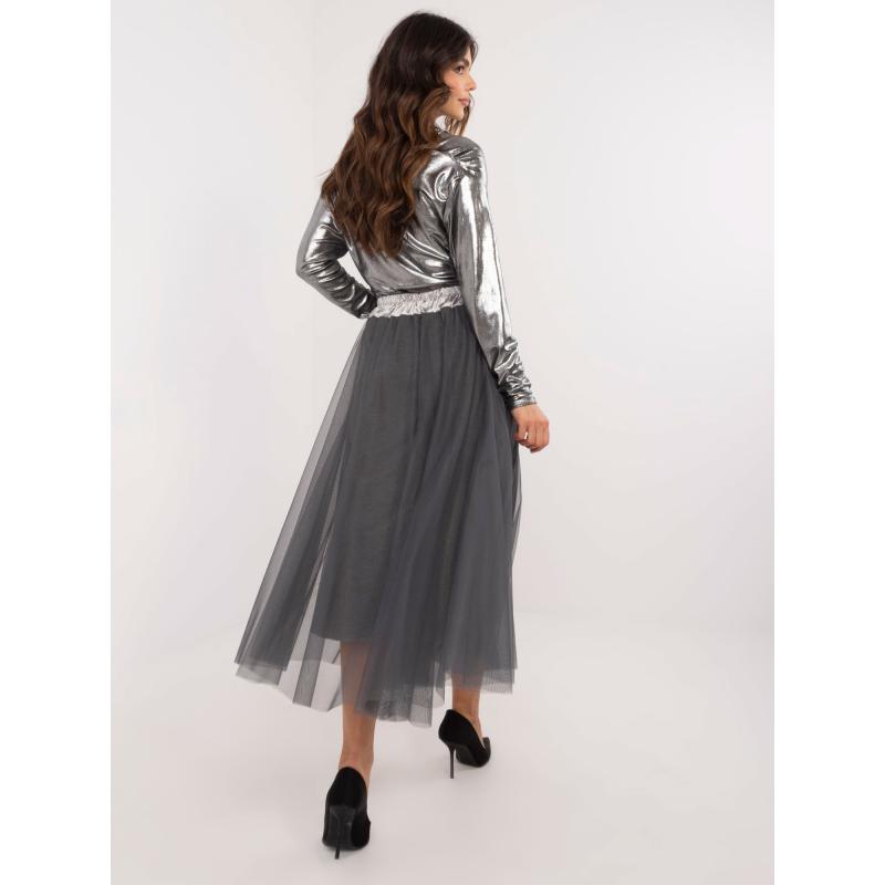 Šedá tylová sukně s podšívkou