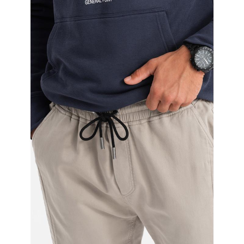 Pánské pletené tepláky se záhyby - popelavé