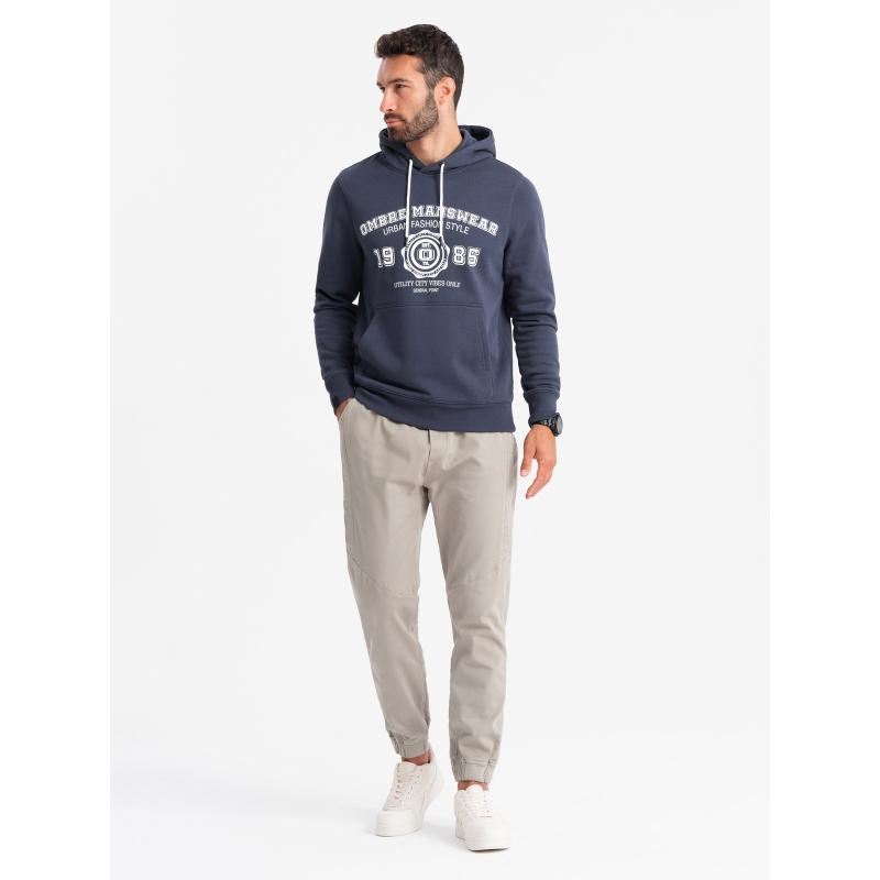 Pánské pletené tepláky se záhyby - popelavé