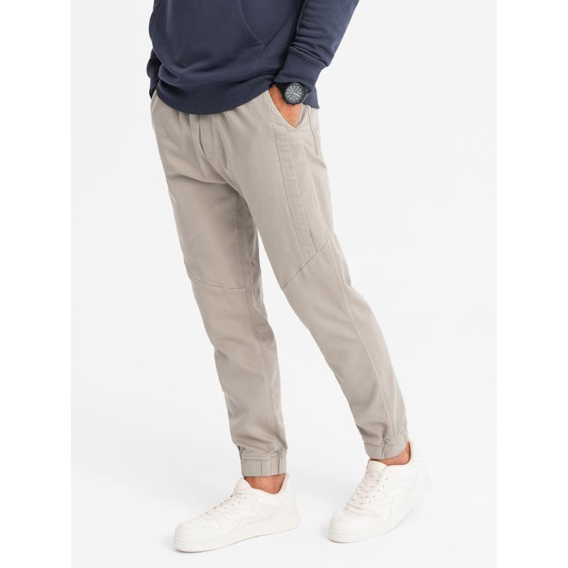 Pánské pletené tepláky se záhyby - popelavé