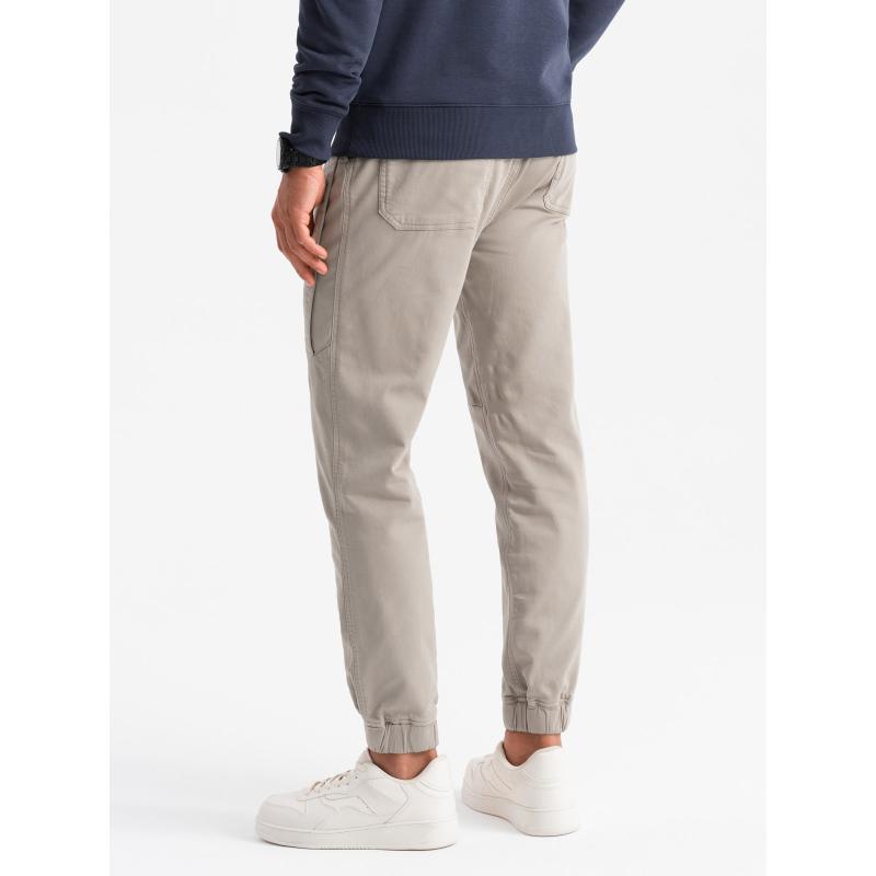 Pánské pletené tepláky se záhyby - popelavé