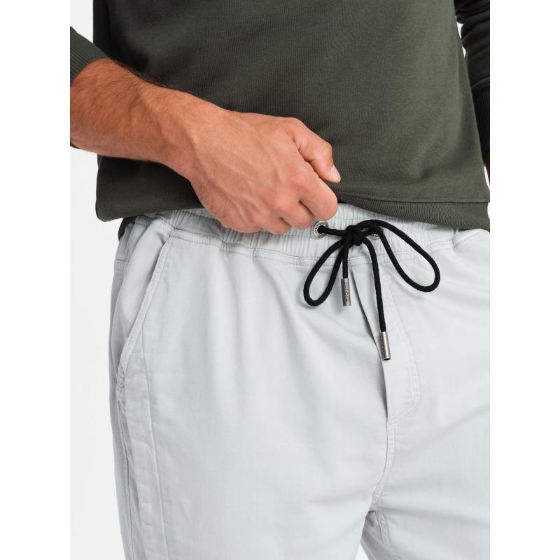 Pánské pletené tepláky se záhyby - světle šedé