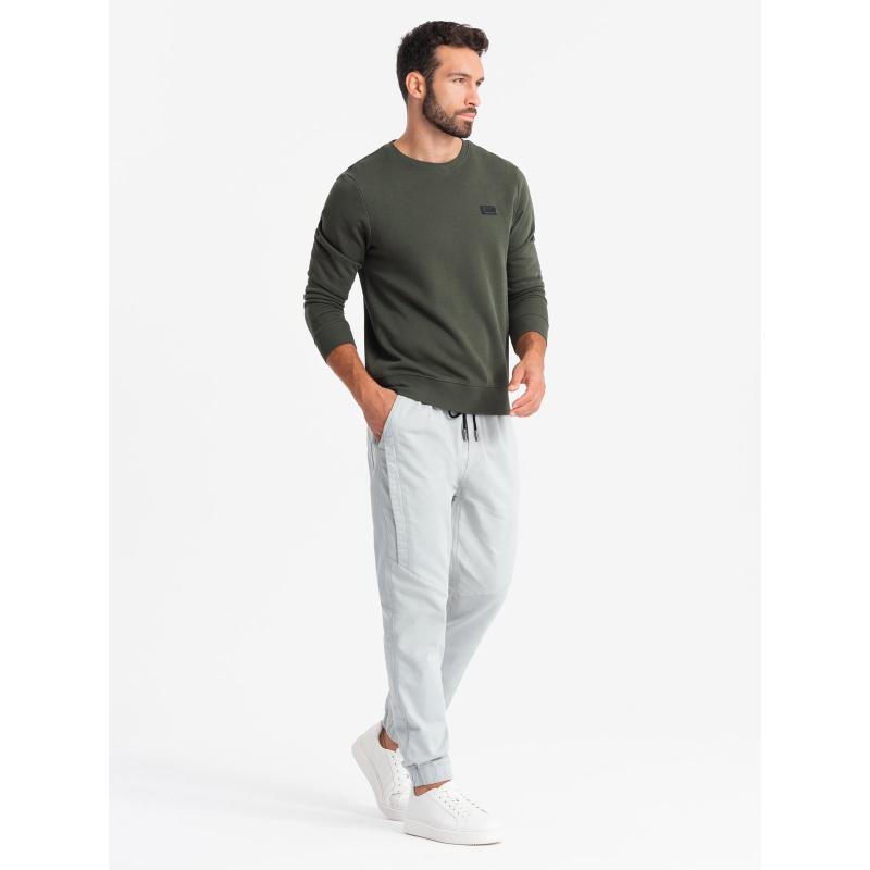 Pánské pletené tepláky se záhyby - světle šedé