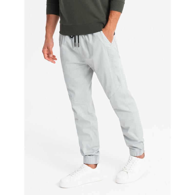 Pánské pletené tepláky se záhyby - světle šedé