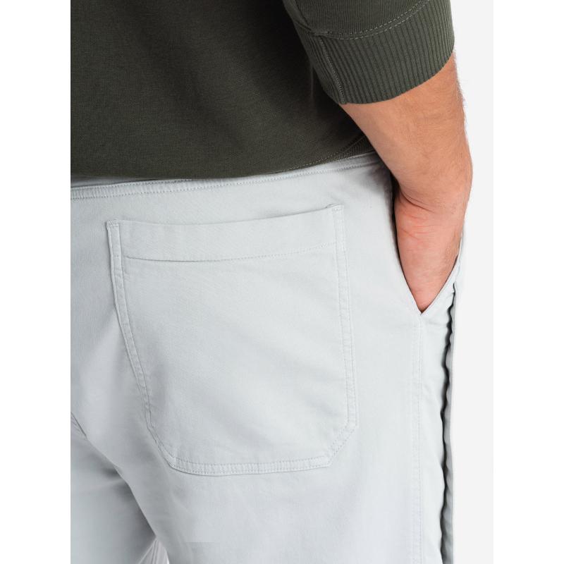 Pánské pletené tepláky se záhyby - světle šedé