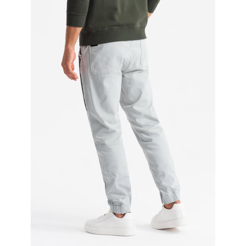 Pánské pletené tepláky se záhyby - světle šedé