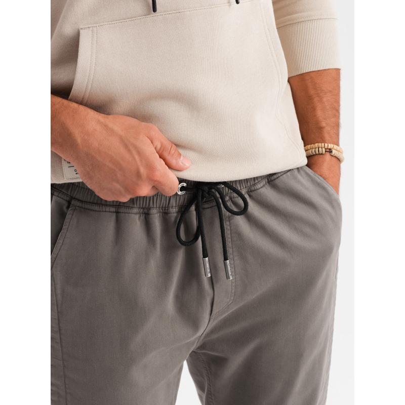 Pánské pletené tepláky se záhyby - grafitová barva