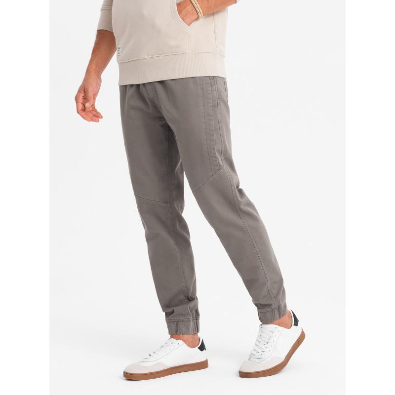 Pánské pletené tepláky se záhyby - grafitová barva