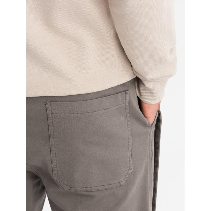 Pánské pletené tepláky se záhyby - grafitová barva