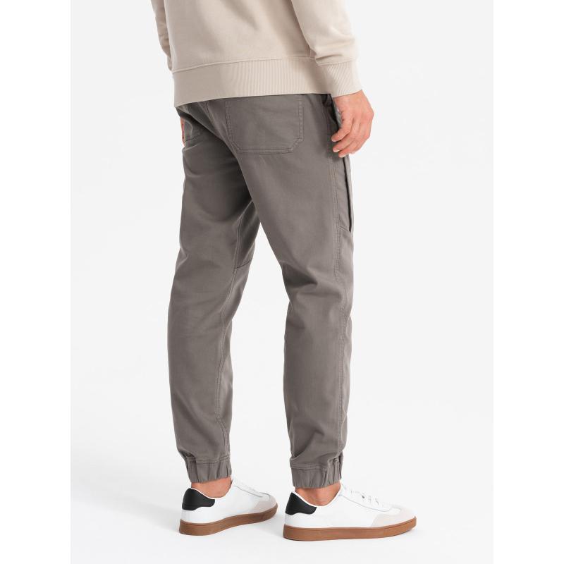 Pánské pletené tepláky se záhyby - grafitová barva