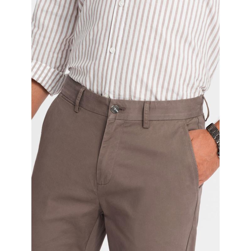 Pánske jednotné chino nohavice REGULAR FIT - hnedé