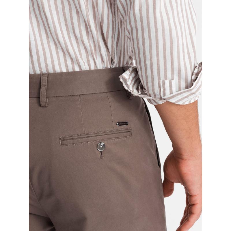 Pánske jednotné chino nohavice REGULAR FIT - hnedé