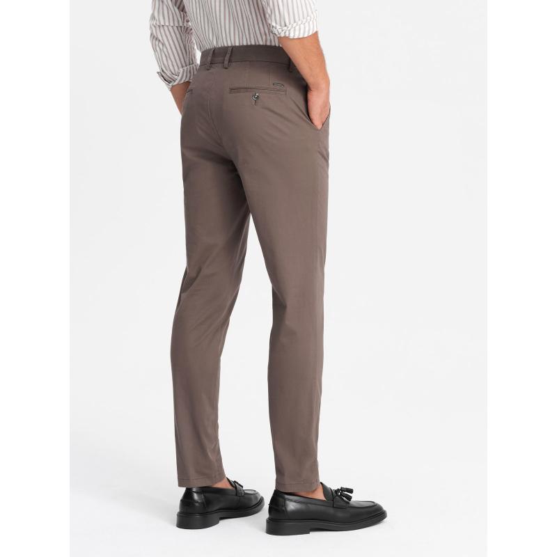 Pánske jednotné chino nohavice REGULAR FIT - hnedé